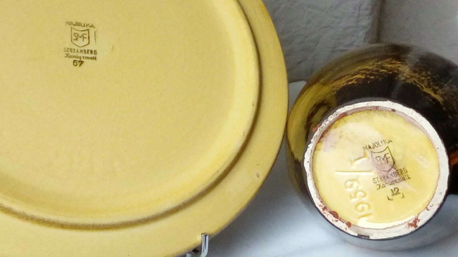 SERVICE A LIQUEUR EN FAIENCE SCHRAMBERG MAJOLICA STYLE SAINT JEAN DU DESERT