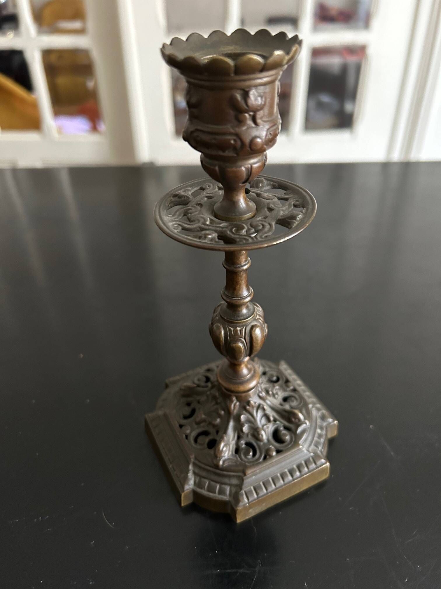 19th century bronze candle holder
