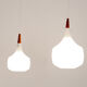 Set of two Holmegaard opaline glass pendant lamps