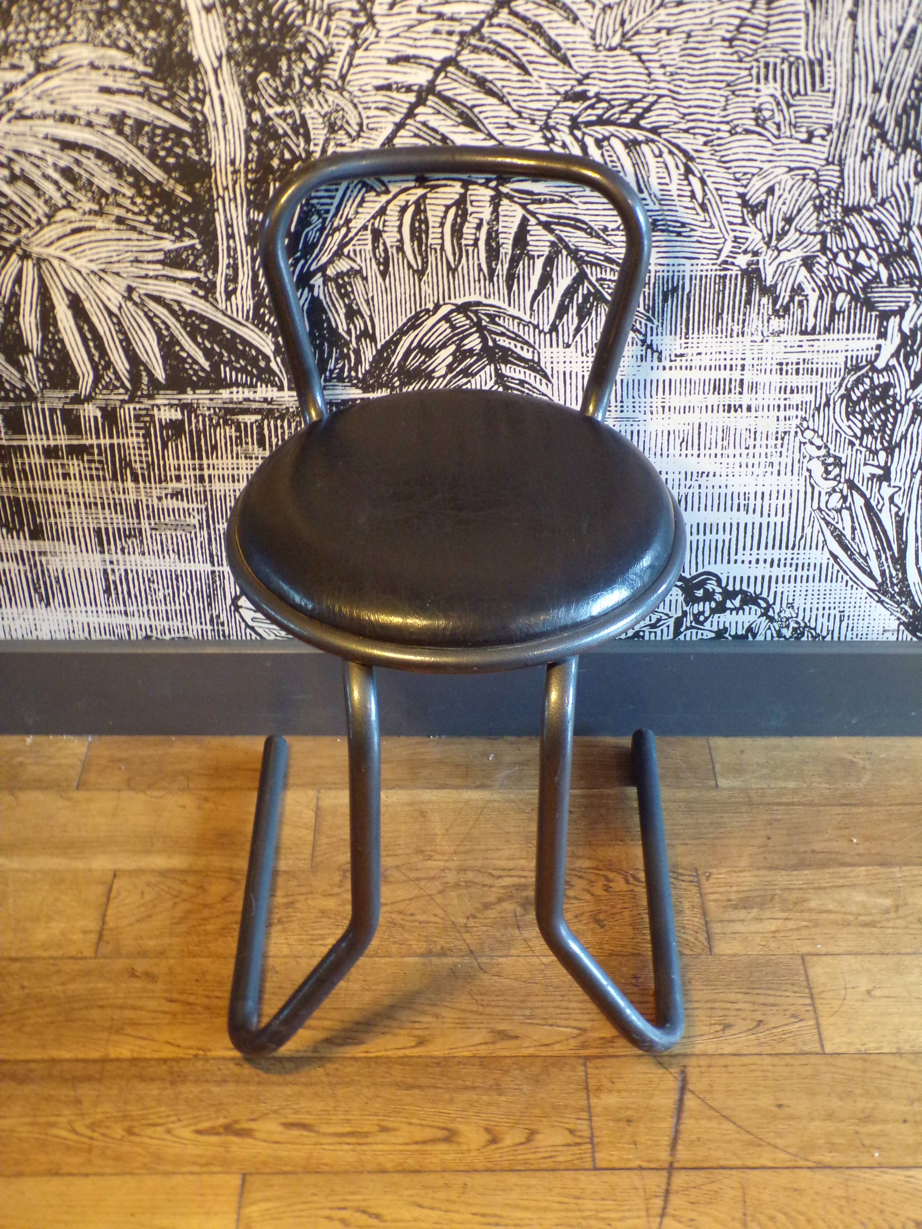 1980 steel and leatherette stool