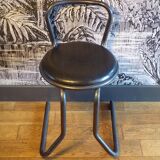 1980 steel and leatherette stool