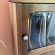 Vintage wooden furniture, vinyl storage, bookshelf, desk.