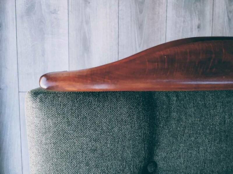 Mid Century Armchair Green Pillows Upholstery Living room armchair renovated