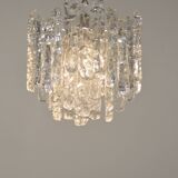 Chandelier with 'ice glass' by Kalmar Franken, 1960s