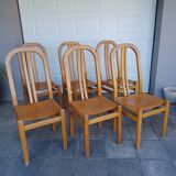 Set of 6 chairs, oak and leather