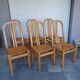 Serie de 6 chaises, chêne et cuir