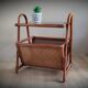 Braided rattan side table and smoked glass