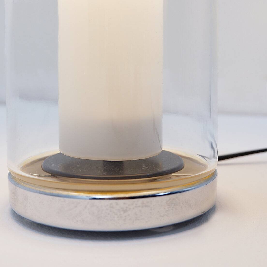 Peill & Putzler table lamp in white glass and chrome, 1970