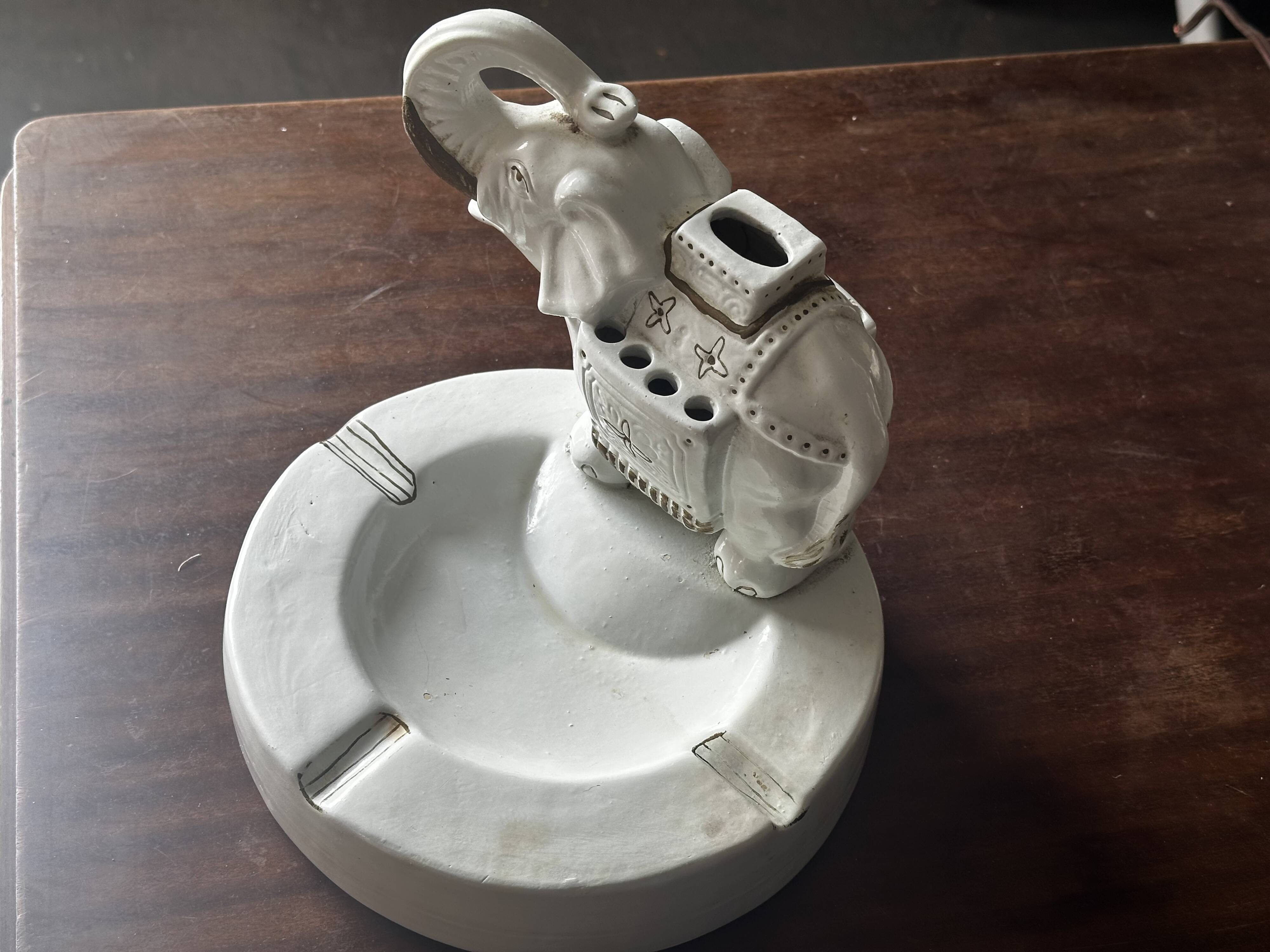 Vintage Ceramic Elephant - Ashtray and Incense Diffuser