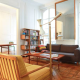 Scandinavian teak and wool sofa