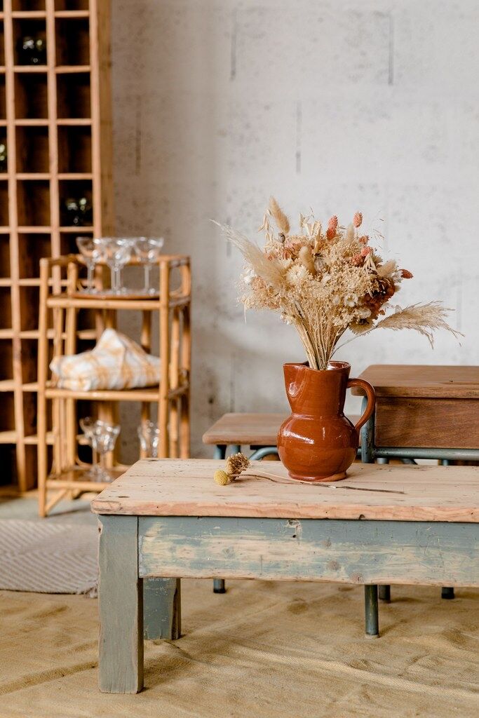 Vintage rattan bedside table