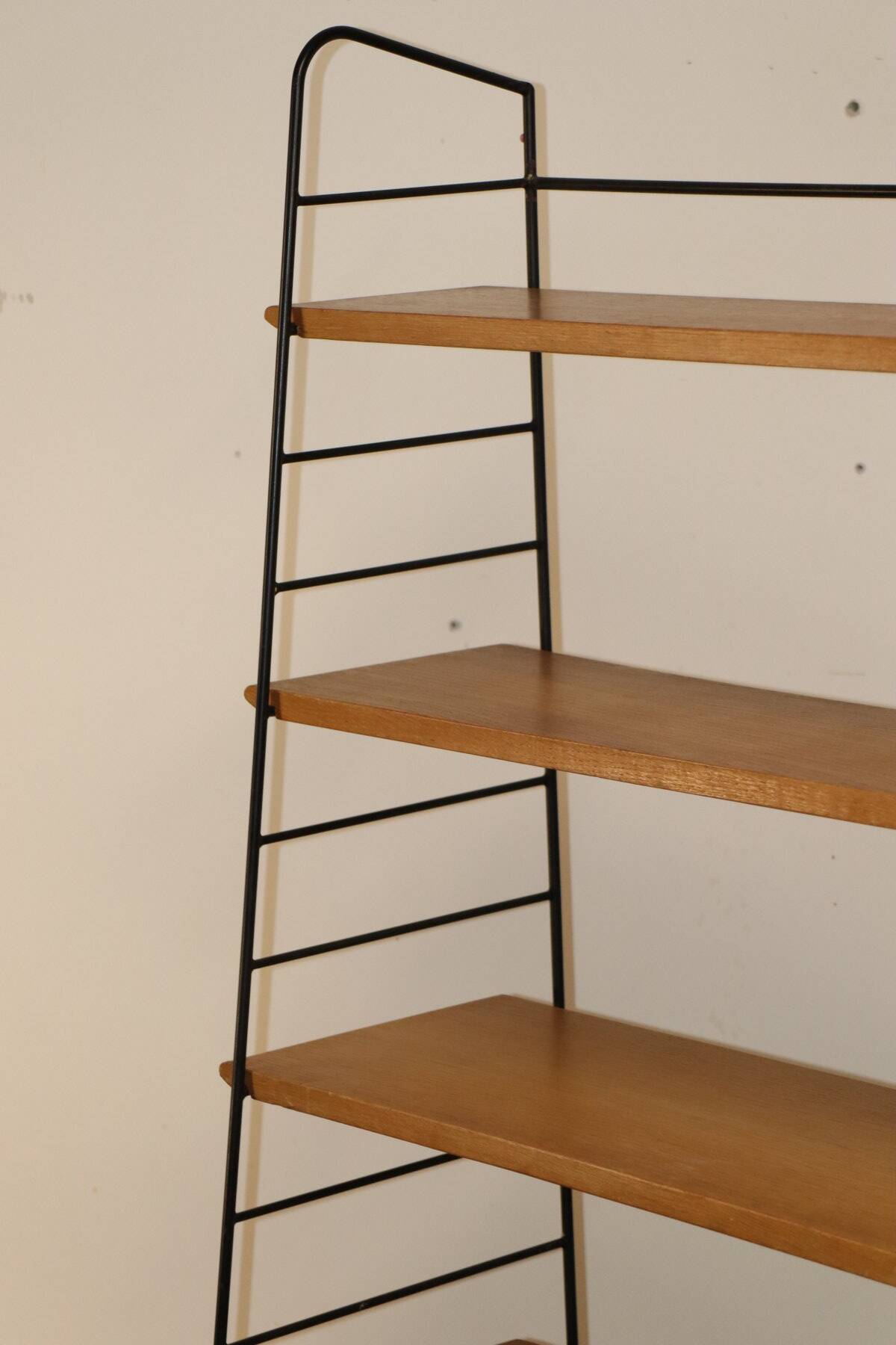 Etagère vintage en métal et chêne, 1960