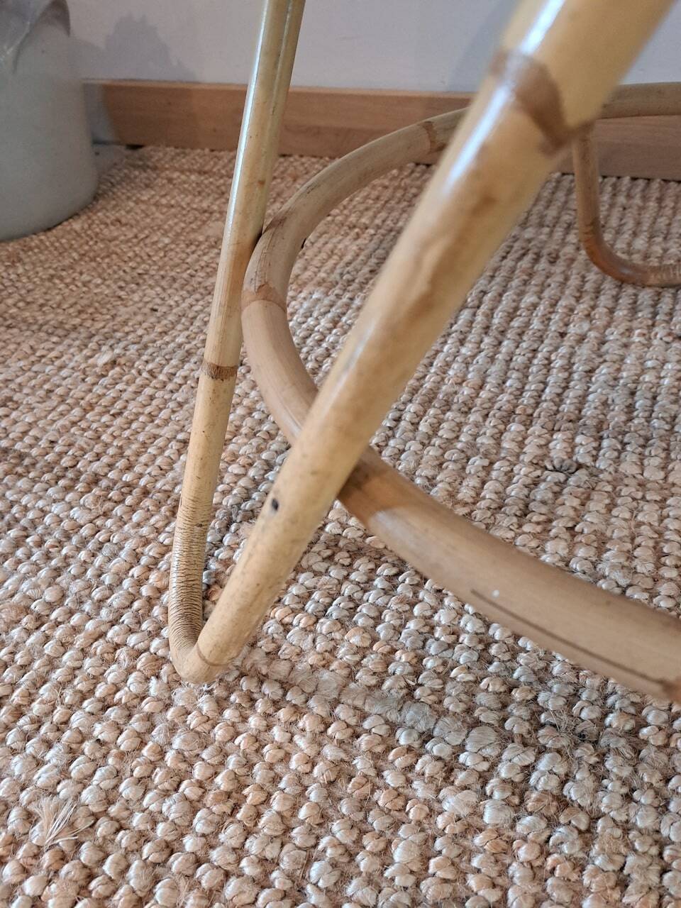 Vintage round bamboo and rattan table