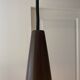 Vintage half globe pendant light in green opaline, imitation teak elements, 50s/60s