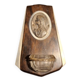 Antique Art Deco holy water font in rosewood