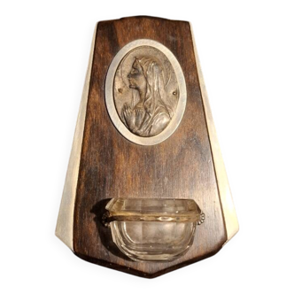 Antique Art Deco holy water font in rosewood