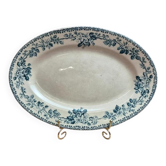 Large oval dish Terre de Fer HBCM Guadeloupe – Creil & Montereau – Blue decoration