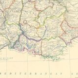 Antique Map of France circa 1869 Keith Johnston Royal Atlas Hand coloured map
