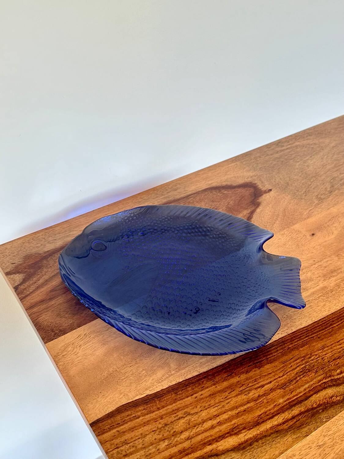 Blue vintage fish dish plate