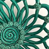 Vintage Vallauris green woven ceramic fruit bowl