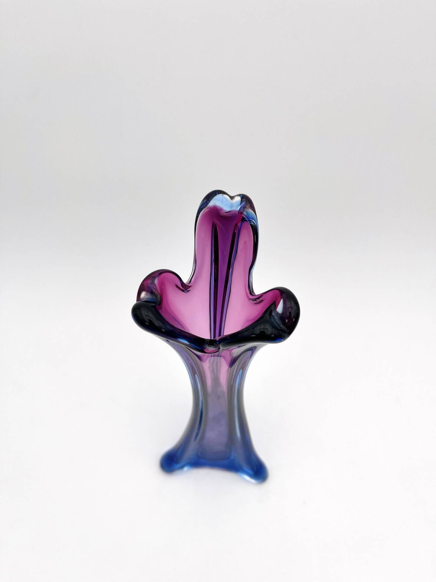 Large Sommerso Vase Murano Violet Blue 34cm