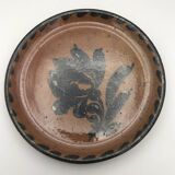 Set of 2 plates in pyrite stoneware with floral decoration h. siegfried, souffle