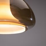 Hanging lamp with smoked Murano glass and opaline inner shade
