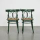 Set of 2 Green Vintage Bistro Chairs with Woven Reed Seats
