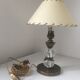 Modernist-era glass and brass lamp