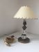 Modernist-era glass and brass lamp