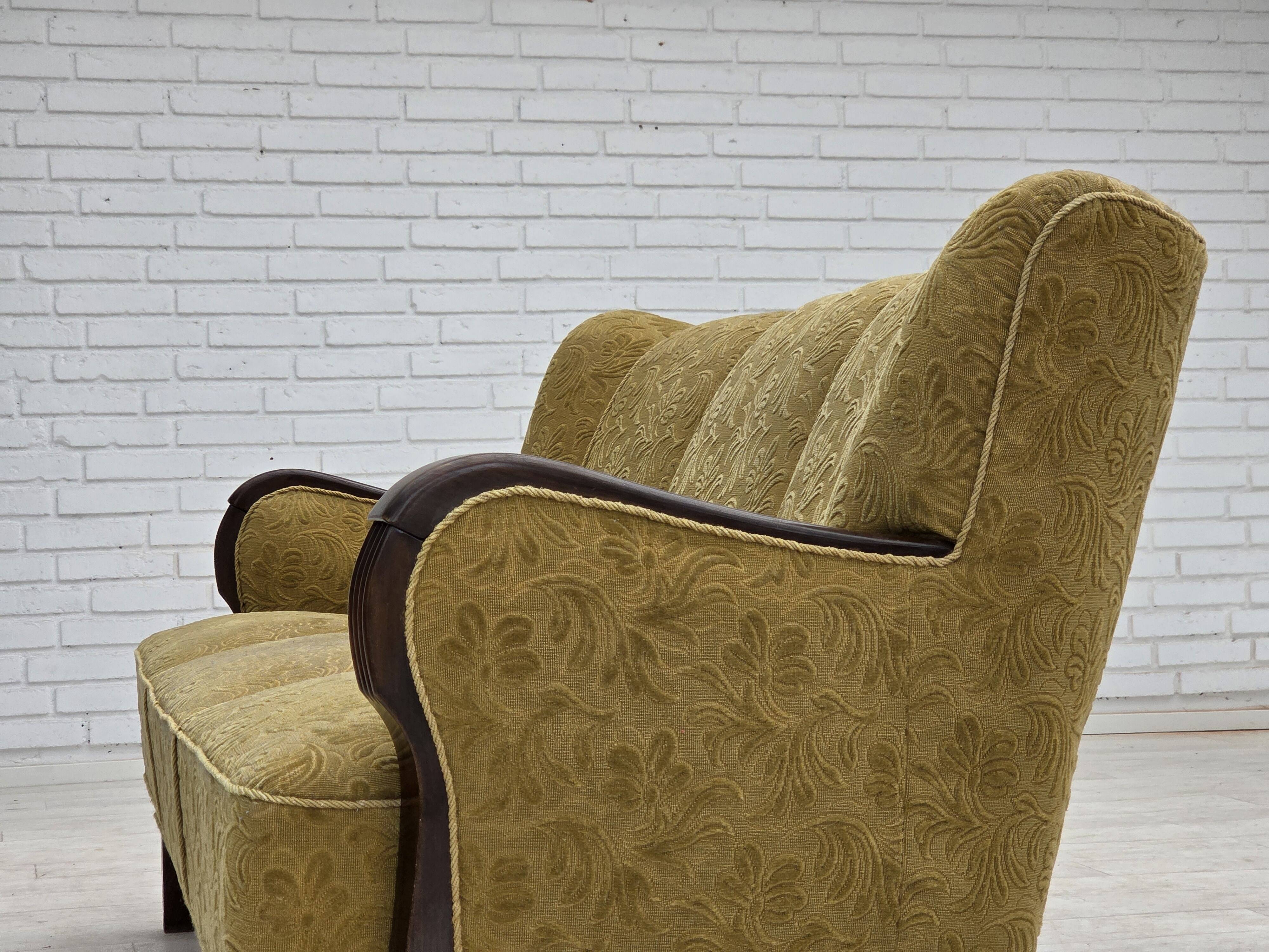 1960s, Danish 3-seater sofa, original condition, wool/cotton fabric.