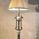 large bronze lamp from 1940 to 1950, glass globes 60x24, electrical in working order with pull switch
