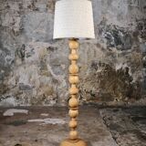 Lampadaire bobine en chêne français, 1970s
