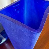 Cobalt blue frosted glass vase from the 80s