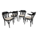 Mid-Century Modern French Ebonized Beech Bistro Chairs, 1970s, Set of 4