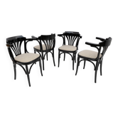 Chaises de bistrot françaises modernes en hêtre ébonisé, style Mid-Century Modern, années 1970, lot de 4