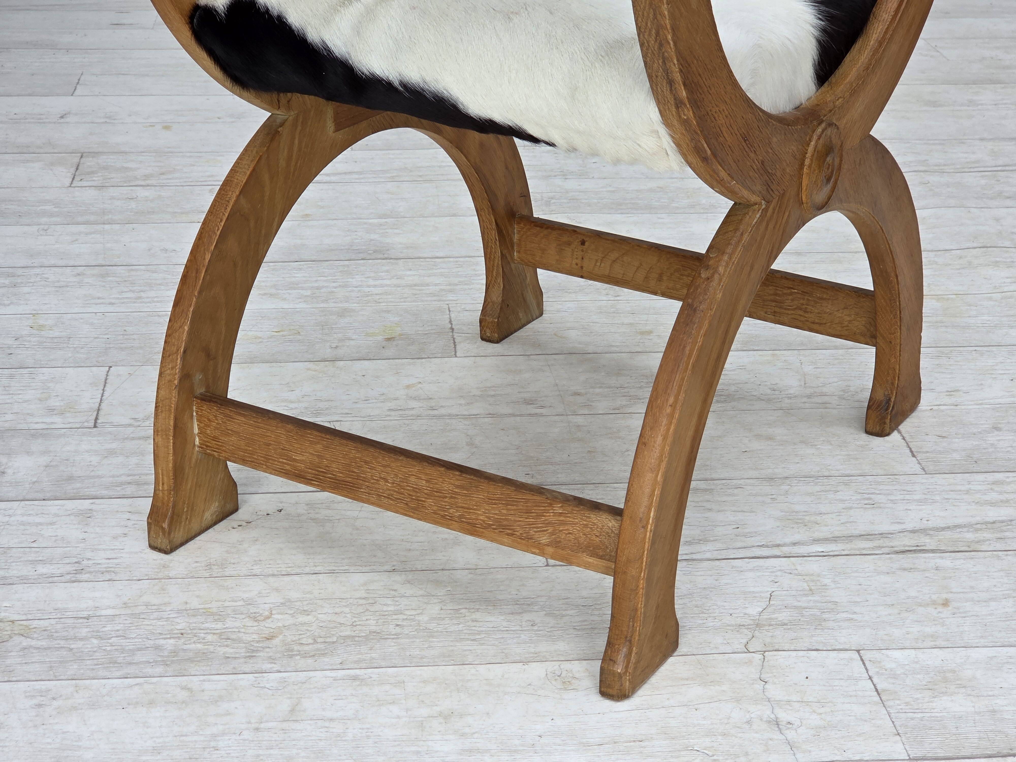 1960s, Danish armchair, completely reupholstered, furniture cowhide, oak.