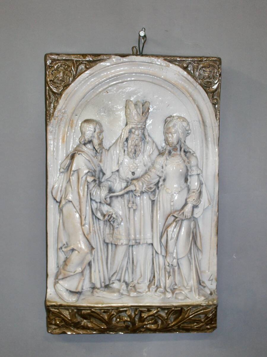 Bas relief religious scene in terracotta