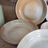 5 vintage light stoneware bowls, Marais stoneware