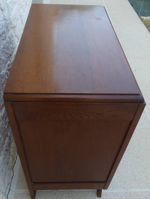 Art Deco chest of drawers with 3 drawers, brass flower handle, solid wood - Very beautiful