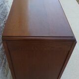 Art Deco chest of drawers with 3 drawers, brass flower handle, solid wood - Very beautiful