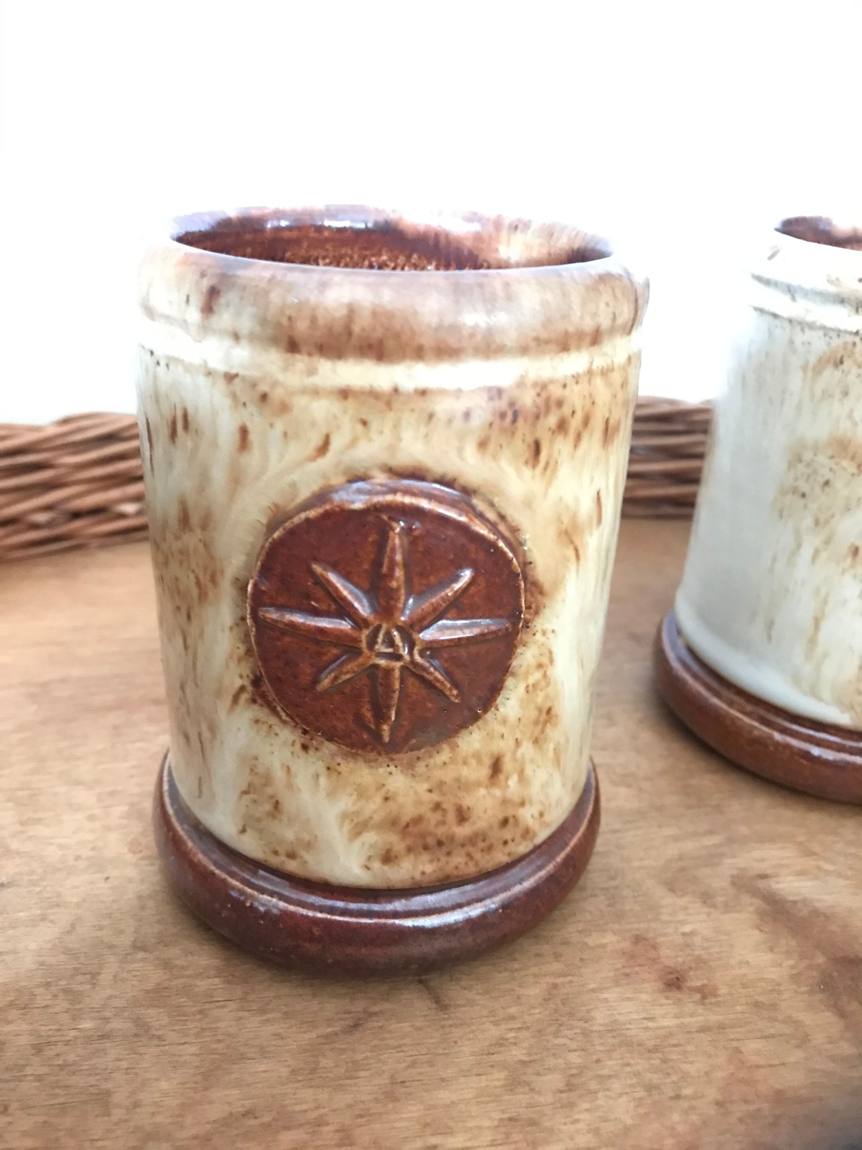 Roger Guerin enamelled ceramic mugs