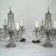 Lampes de table en cristal Maria Theresa avec candélabres. Ensemble de deux. Italie, années 1940.