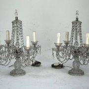 Maria Theresa Crystal Candelabra Table Lamps. Set of two. Italy 1940s