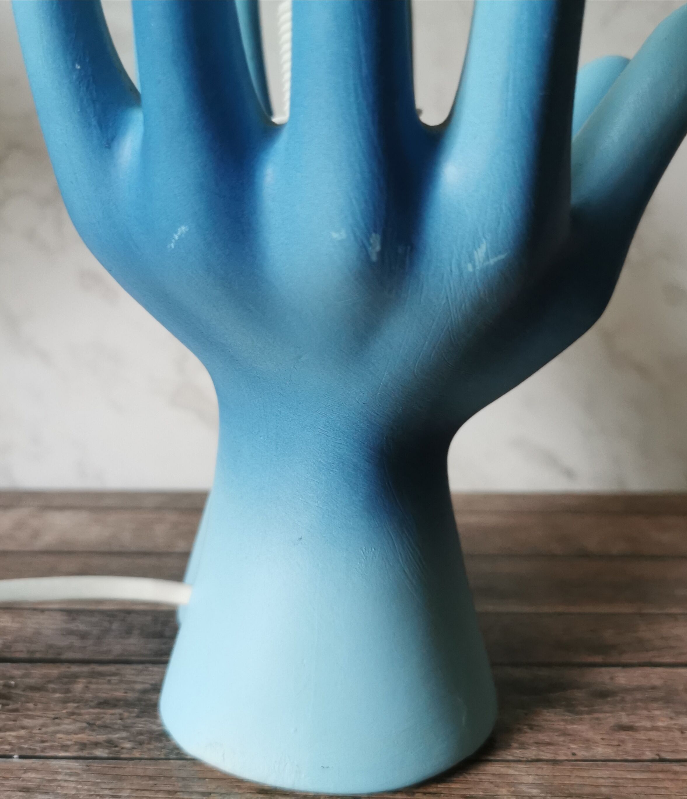Blue ceramic hand lamp