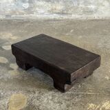 Small stool, black solid teak accent stool wabi-sabi L30 W8.5 H6.