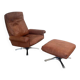 Fauteuil lounge vintage De Sede DS31 avec ottoman, années 1970