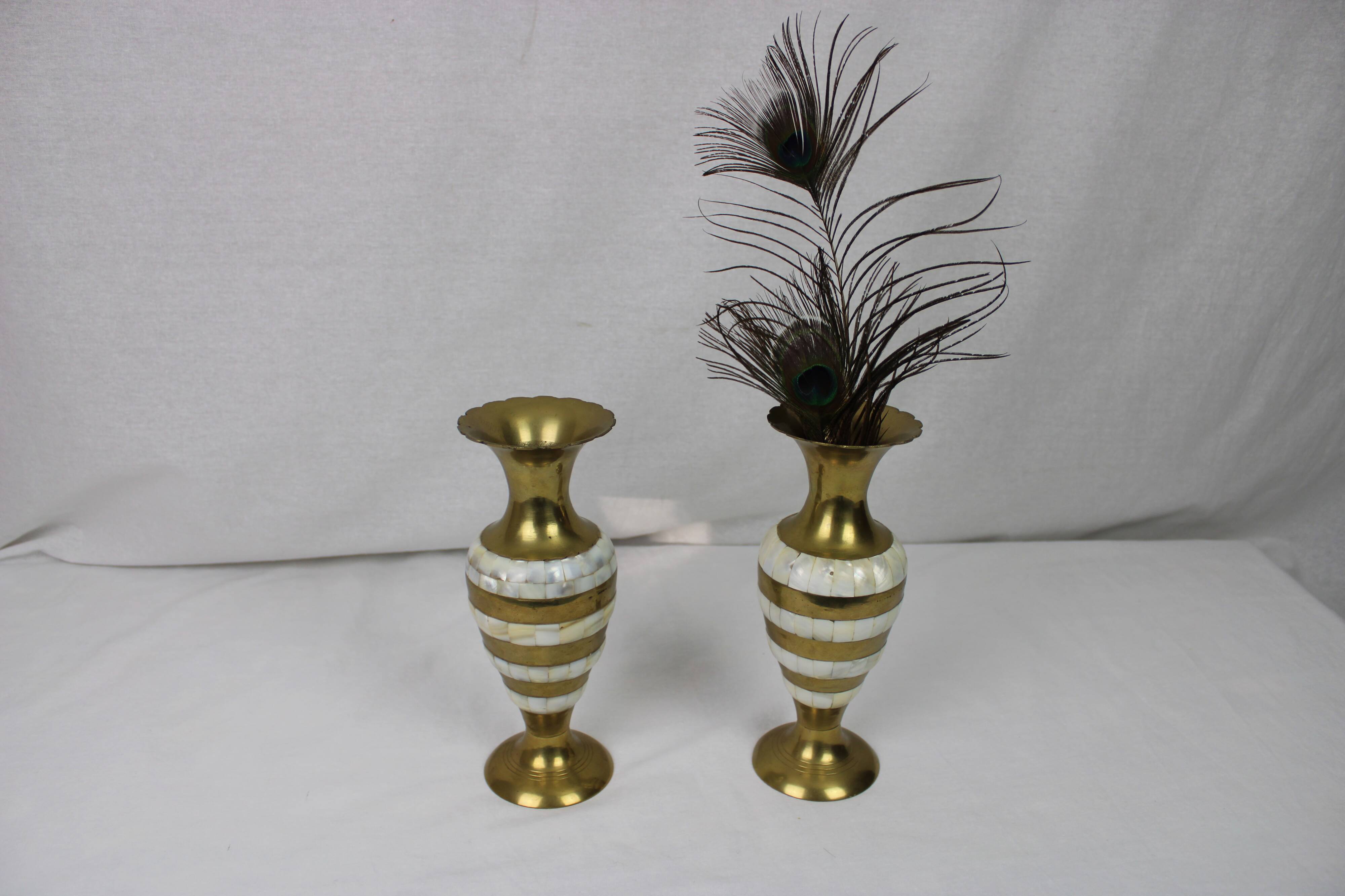 Vase laiton et nacre