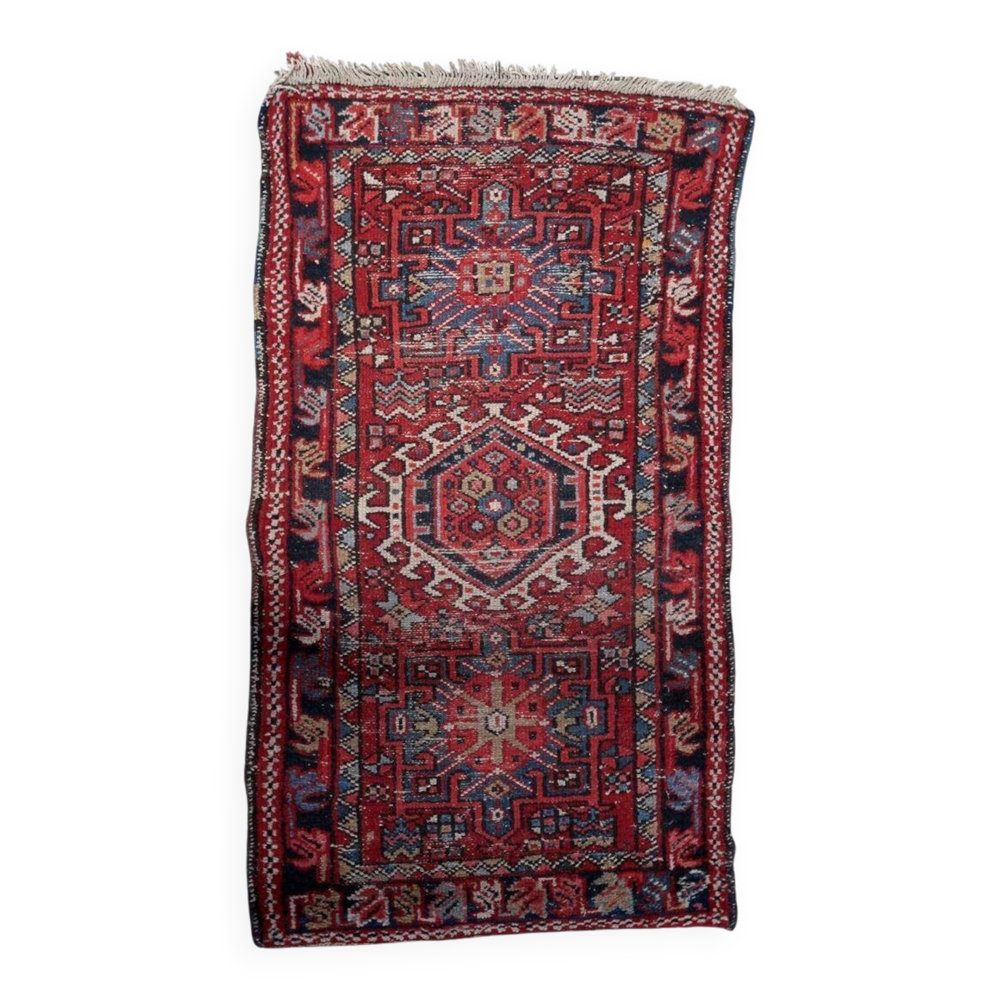 Handmade antique Persian Karajeh rug 2.1' x 3.7' (65cm x 113cm) 1910s - 1С1156