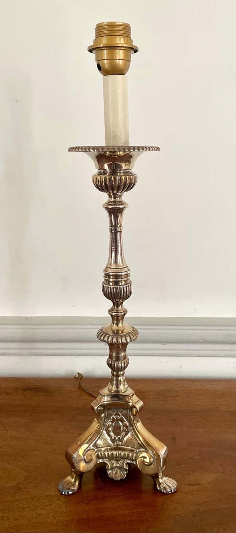 Pair of Louis XIV style table lamp from the 19th century in silver metal